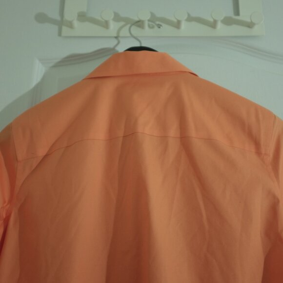 Chico's apricot non iron rolled sleeves shirt blouse 100% cotton size 1 - Picture 3 of 11